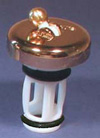 Flip It Jr Sink Stopper in polished brass to replace old bathroom sink stopper