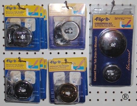 Tub Stopper Replacement Parts for in store display - 15 piece planogram display